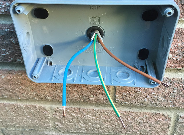Outside socket Supply fed from existing 20A radial circuit protected by 30ma RCD