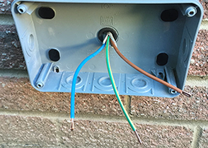Outside socket Supply fed from existing 20A radial circuit protected by 30ma RCD